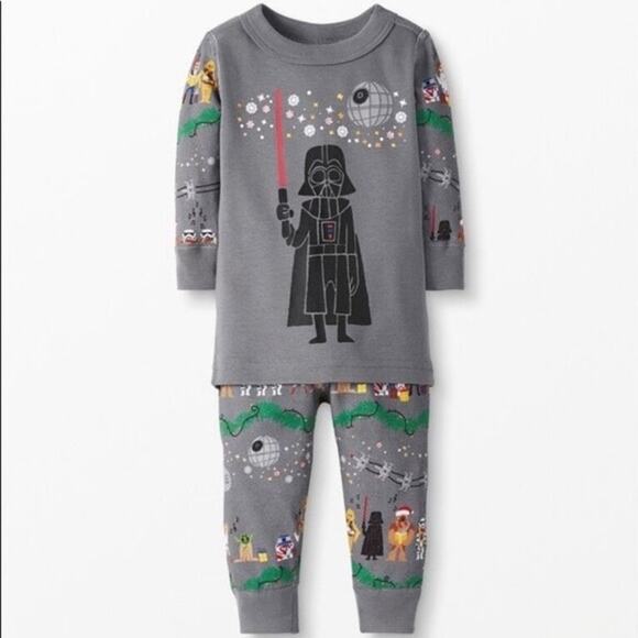 Hanna Andersson Gray Star Wars Darth Vader Holiday Pajama Set Size 2T - Picture 1 of 7